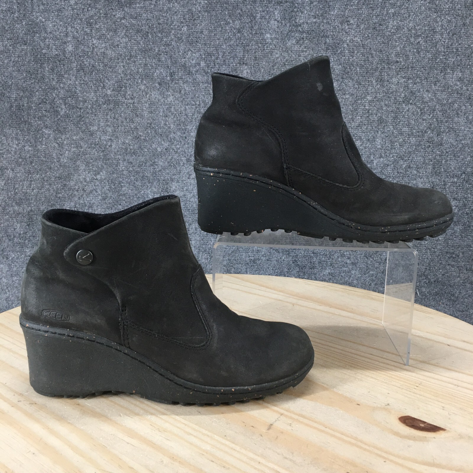 Stivaletti Keen donna 7 5 Akita neri casual comodi punta tonda zeppa