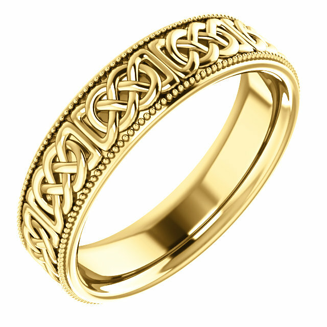 Mens Wedding Band Size 11 - 6.0mm Wide Celtic Inspired 14K Yellow Gold Ring 10gr-image