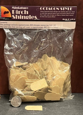 Dollhouse Miniature Vintage Birch Wood Shingles 1:12 scale F112 Octagon Style