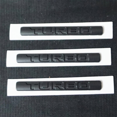 3x Black TURBO Small Matte Metal Emblem Decal Sticker Badge 3D Door Speed Racing