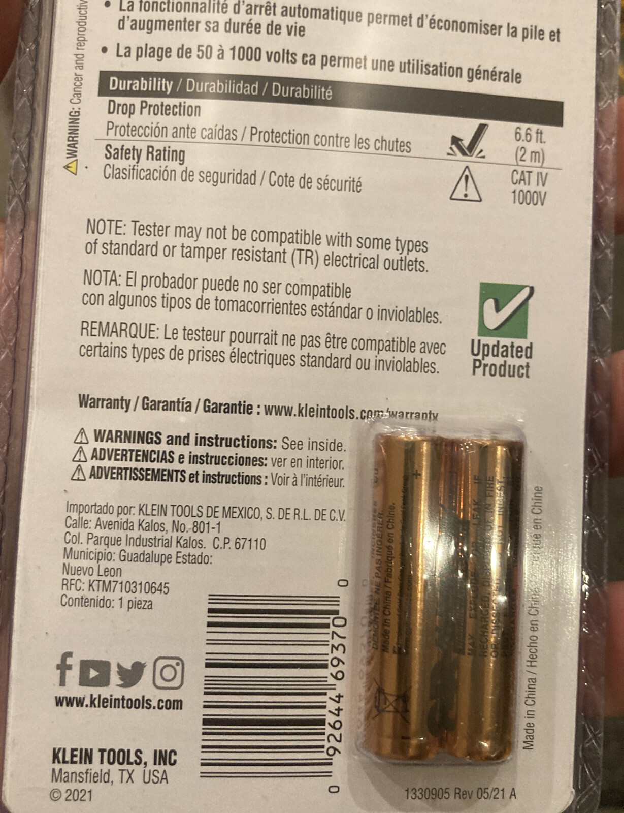 Klein Tools NCVT1P 50V to 1000V AC NonContact Voltage Detector Pen New