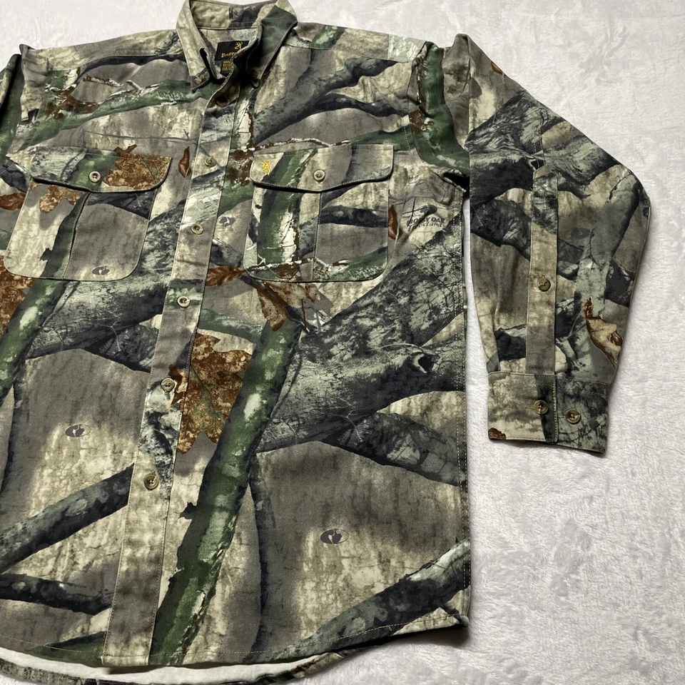 Browning Reactar Mossy Oak Treestand Camo Button Down Hunting Shirt Mens Med.  B - Image 4 of 4
