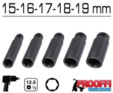 5x KRAFT Power Schlagschrauber Nuss 1/2" Stecknuss 15 16 17 18 19 mm 6-Kant Lang