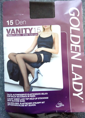 Bas Jarretière nylon GOLDEN LADY VANITY 15 Taille 4 FR46/48 UK10 USA/D44/46