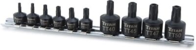 Titan 16143 10-Piece Tamper Resistant 1/4, 3/8-Inch Dr. TR Star, Factory 
