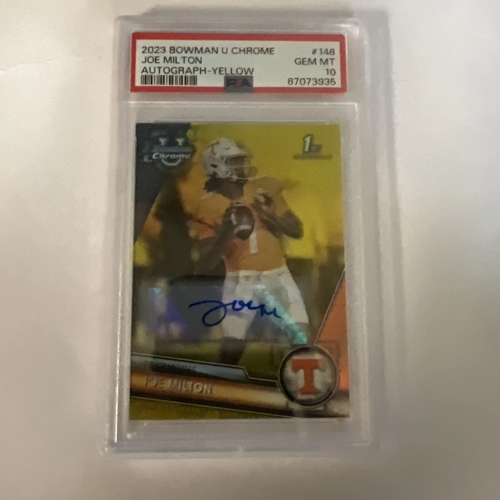 🏈 Numbered 33/75 2023 Bowman U Chrome Joe Milton Autograph Yellow Card 148