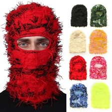 Hip Hop Balaclava Knitted Full Face Ski Mask Women Camouflage Fuzzy Winter Beani