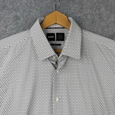 Hugo Boss Performance Shirt Men Large Slim Travel Abstract Geometric Stretch