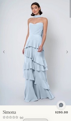$230 JENNY YOO Simona Gown, Whisper Blue, 8 (US), Luxe Chiffon, only worn once!
