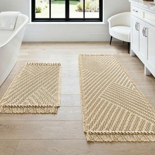 H.Versailtex Waffle Bath Mat Super Absorbent Boho Bath Mat Non Slip Bath Rugs