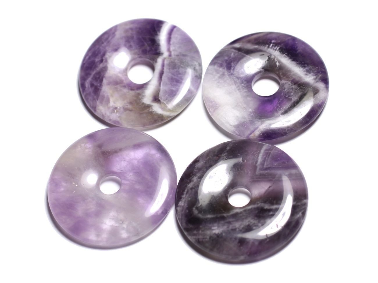 Perle pendentif pierre améthyste 40mm anneau cercle de qualité supérieure