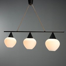 Lampadario Vintage Metallo Laccato Nero Vetro Italia Design Anni 60 Originale