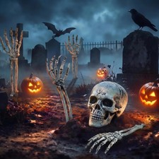 5Pcs Light Up Skeleton Halloween Decorations Outdoor with Arms and Skull