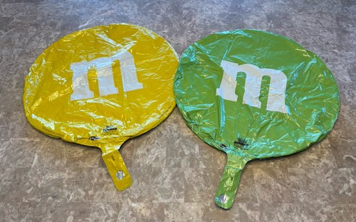 Vintage M&M 16" Mylar Helium Party Balloon Lot Yellow Green Mars M & M