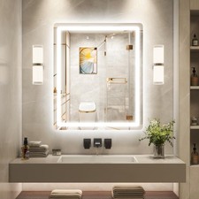 30" x 36" Led Bathroom Mirror with Lights, Anti-Fog Tri-Color Lighting - Wa...