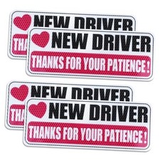 4 Piece New Driver Stickers Reflective New Driver Bumper Sticker Thanks for