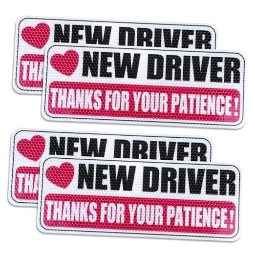 4 Piece New Driver Stickers Reflective New Driver Bumper Sticker Thanks for 