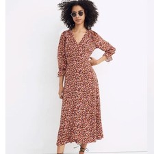 Madewell Long-Sleeve Crossover Midi Dress in Clipdot Spring Prairie 2