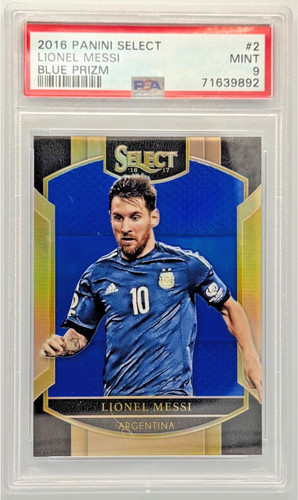LIONEL MESSI - 2016 Panini Select Blue Prizm /299 #2 Colormatch PSA 9