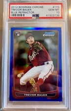 2012 Bowman Chrome Blue Refractor #173 Trevor Bauer RC #'d /250 PSA 10