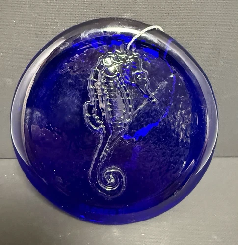 Blenko Glass Suncatcher - Seahorse - Cobalt