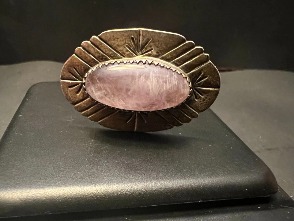 Anel de prata esterlina quartzo rosa quartzo rosa nativo americano 6,5 - Imagem 2 de 4