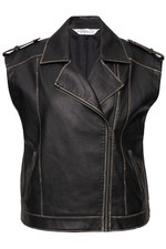 Studio Untold Damen große Größen Weste oversized Bikerform Lederoptik