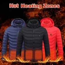 Winter Heated Jacket USB Electric Cotton Coat Zip-up Heater Thermal Clothing Hea
