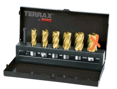TERRAX by RUKO Kernbohrer Satz 6tlg HSS-TiN 30mm 3/4'' Weldon Neu