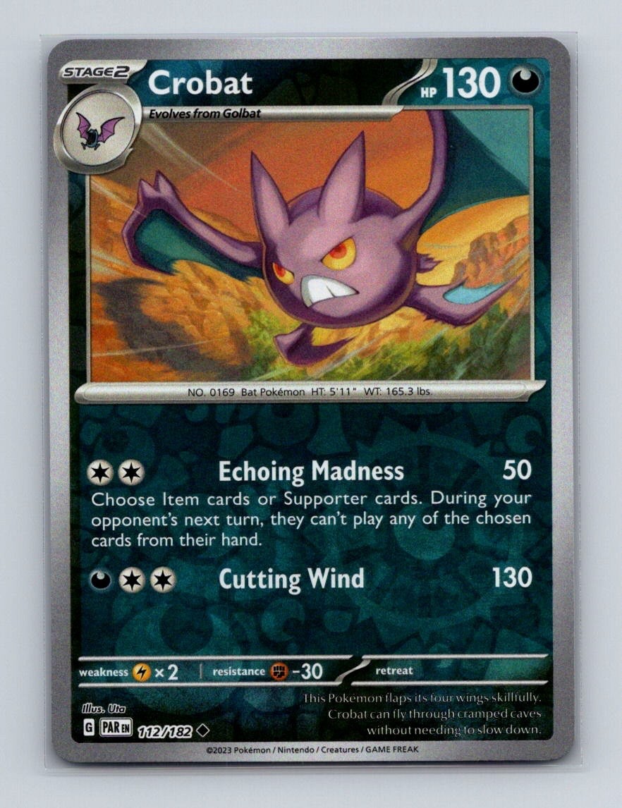 Crobat 112 2023 Pokemon Paradox Rift Reverse Holo Card NM+ (a)