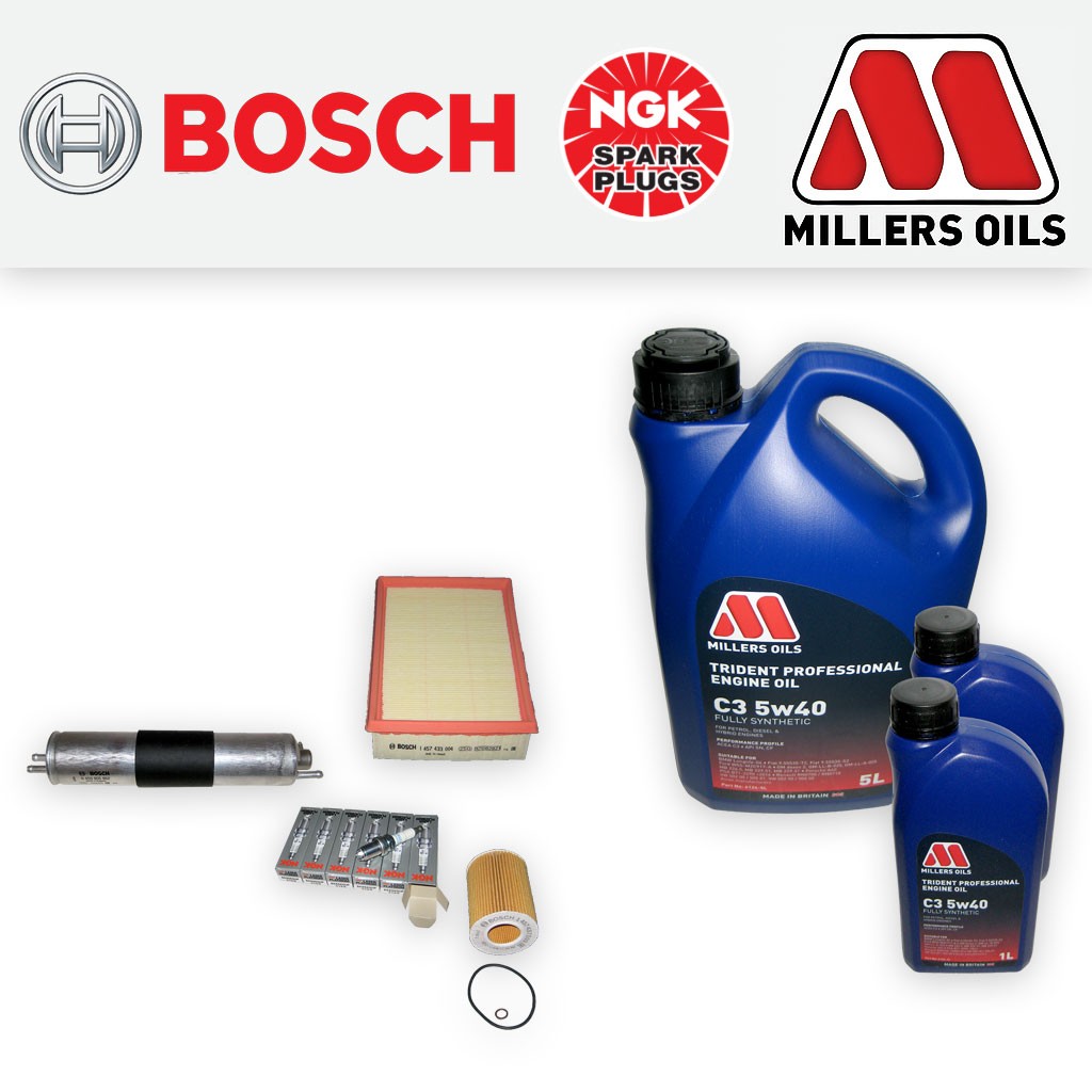 SERVICE KIT for BMW Z3 3.0 OIL AIR FUEL FILTERS PLUGS +5w40 LL OIL (2000-2002)