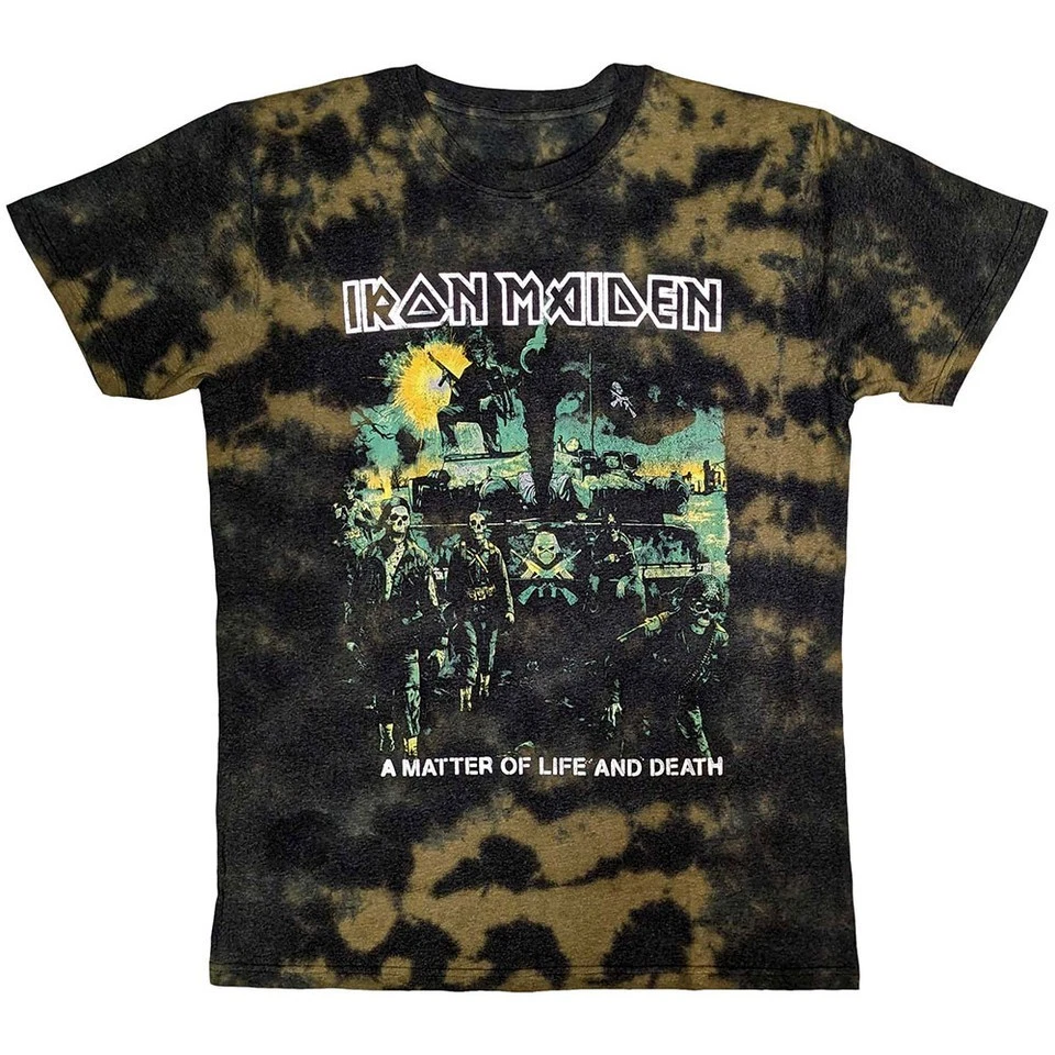 Camiseta Iron Maiden 'A Matter Of Life And Death' marrón tinte lavado - NUEVA