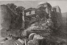 INDIA. The floods in India. Ruins of a Mirzapore Ghat 1868 old antique print