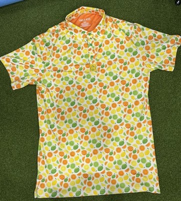 Pins and Aces Golf Citrus Polo Shirt Size Large Short Sleeve 