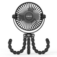 COMLIFE Baby Stroller Fan, Rechargeable 5.37 x 2.59 x 13.31 inches, Black