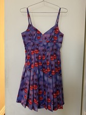 Heaven Marc Jacobs Women's Pleated Purple Dress With Lips Pattern Size Small