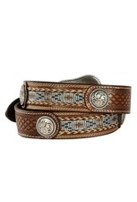 Ariat Mens Basketweave Conch Ribbon Inlay Belt A1013248 Size 42