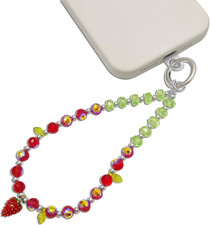 Cute Phone Wrist Strap Chic Beaded Cellphone Lanyard with Tether Tab Phone Charm