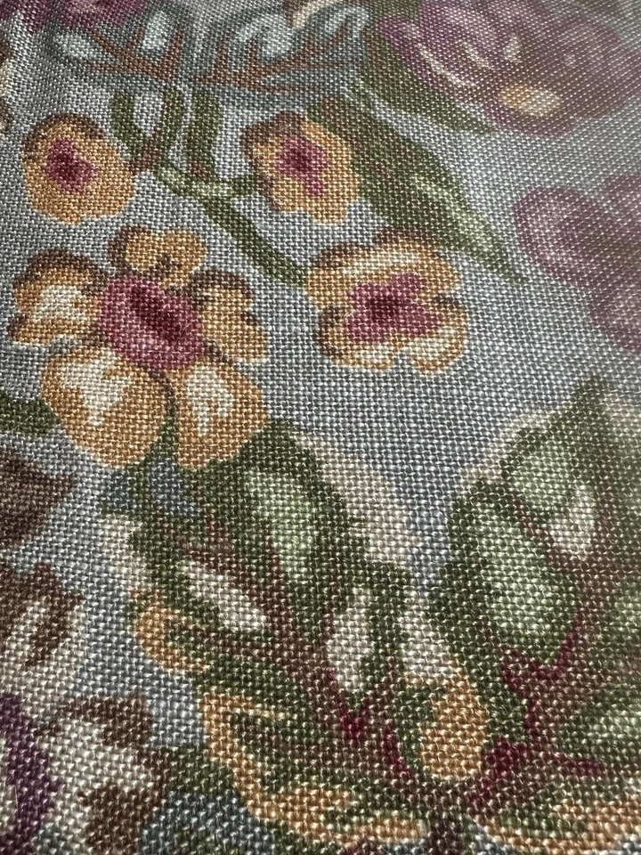 Cojín floral tapiz de colección 21"x21" almohada verde azulado terciopelo texturizado sensación trasera Foto 4 de 4