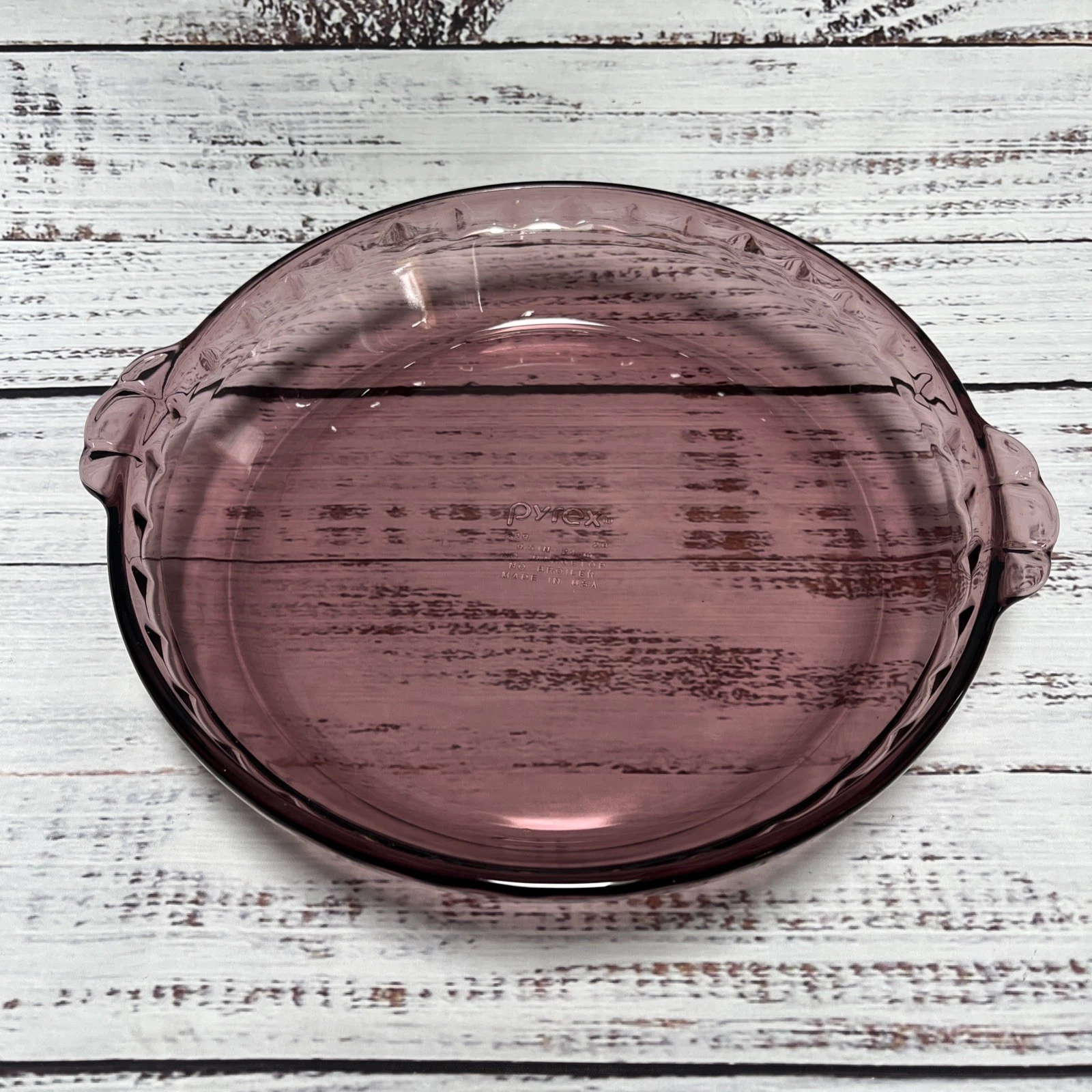Vintage Pyrex Cranberry Pie Plate #229 Fluted Crimped Dish Glass Dish - 2