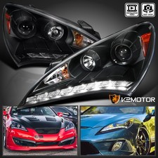 Black Fits 2010-2012 Hyundai Genesis 2dr Coupe Led Strip Projector Headlights