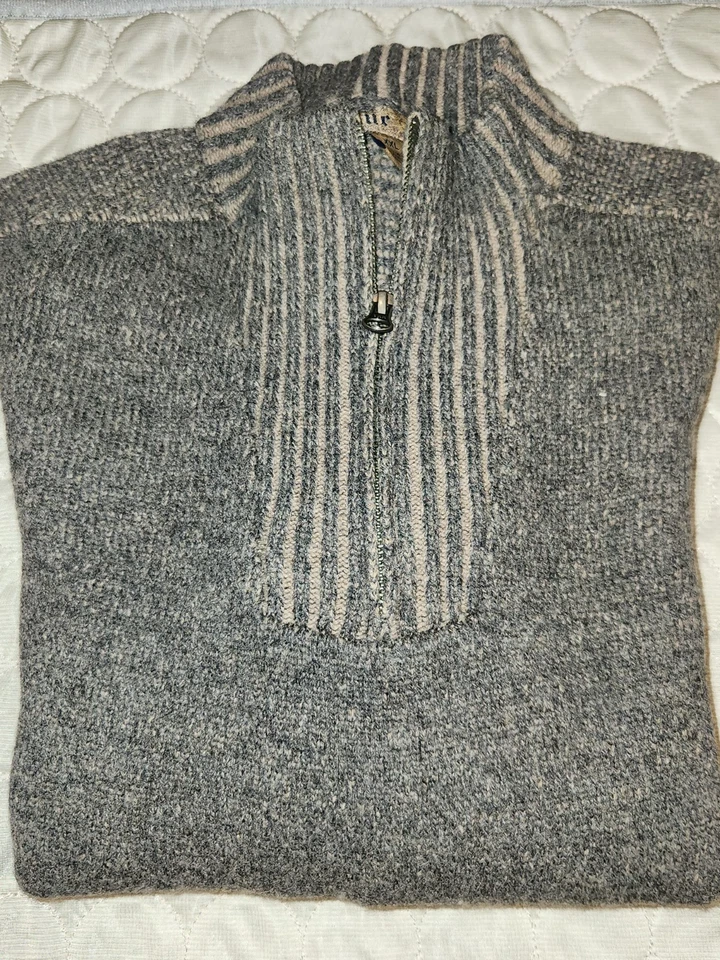 Blue Pronto Uomo Charcoal Grey Heavy Weight Wool Sweater 1/2 Zip Elbow Shading - Image 2 of 4