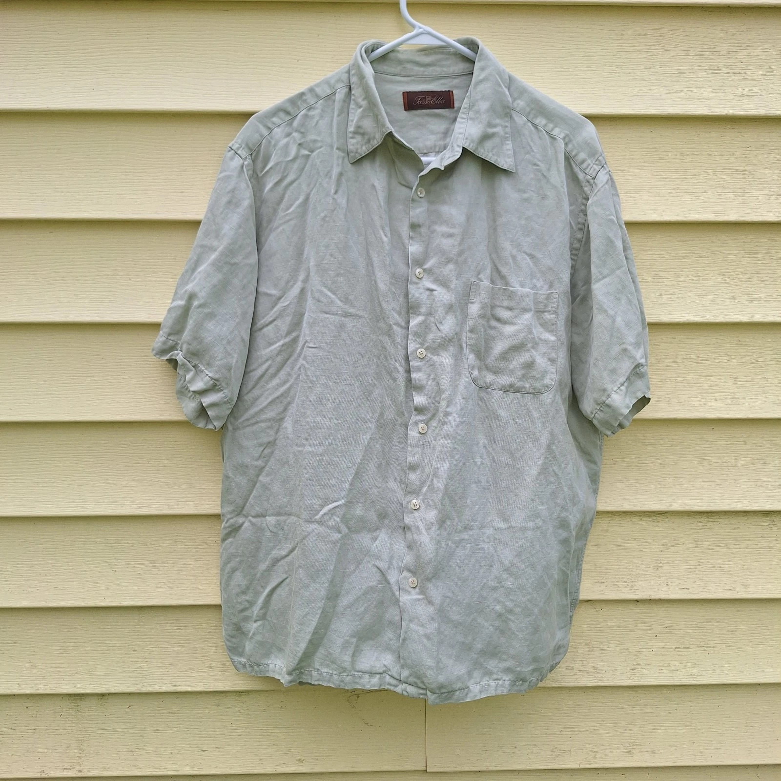 Men’s Tasso Elba Button Down Shirt Silk Linen Blend Sustainable Coastal Beach