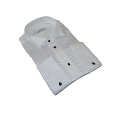 Men CEREMONIA Formal Cotton Shirt Wingtip Slim Fit Turkey PLA 13 Crinkled White