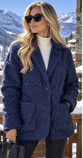 Woolrich Navy Blue Lined Button Blazer Coat Jacket Size Large Women's
