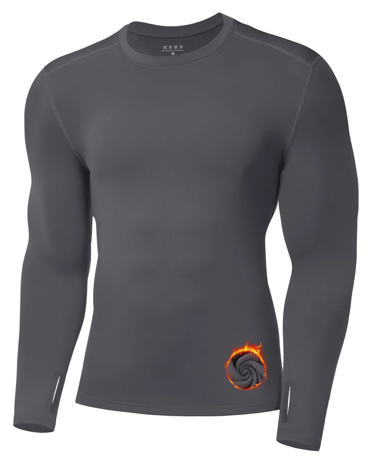 Men's Thermal Compression Shirt Fleece Lined Long Sleeve Thermal Shirts Athle...