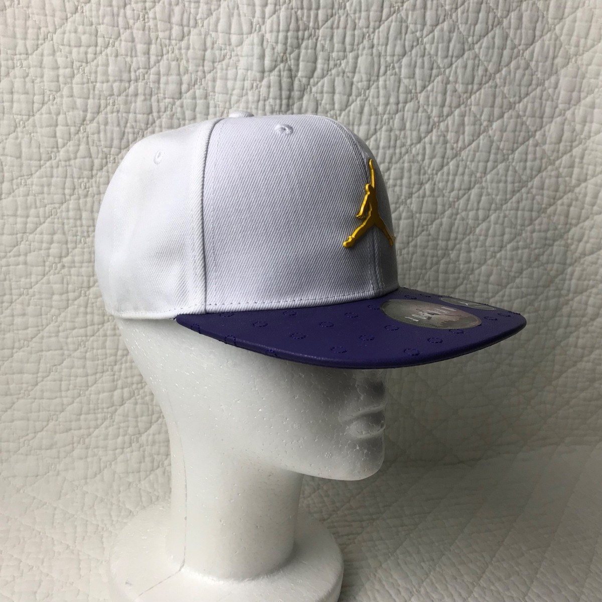 Jordan Boy's Youth Retro13 Snapback Hat Flat Brim Purple/White NWT