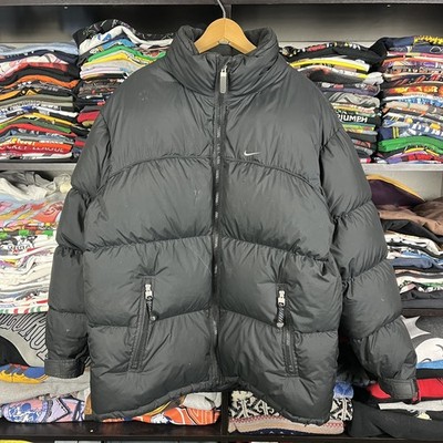 Vintage 00s Nike Big Bubble Puffer Jacket Mens Medium Duck Down Y2K 90s Swoosh