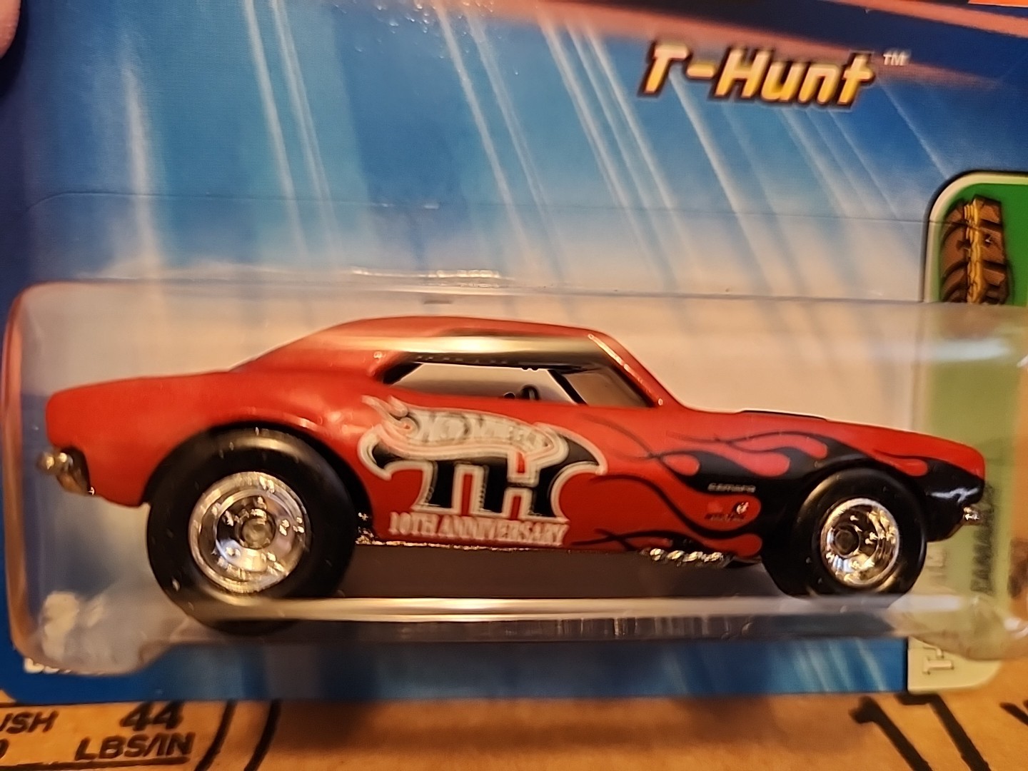 🔥 HOT 🔥 WHEELS 2005 T-HUNT 💰RED 1967 CAMARO REAL RIDER TIRES