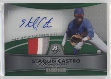 2010 Bowman Platinum Relic Refractor Green 57/199 Starlin Castro Patch Auto 0b2